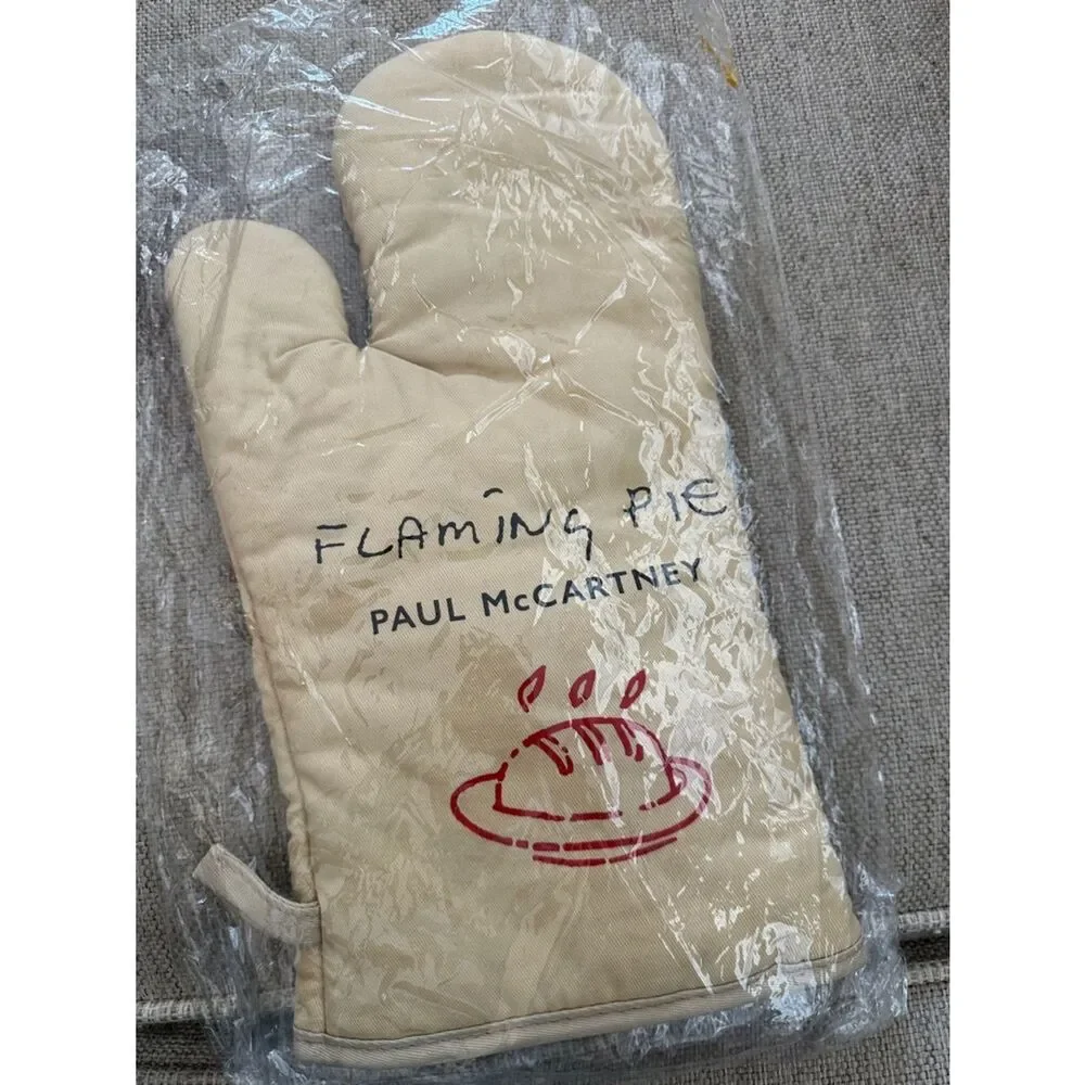 NEW Paul McCartney Flaming Pie Oven Mitt - Cream with Red Graphic